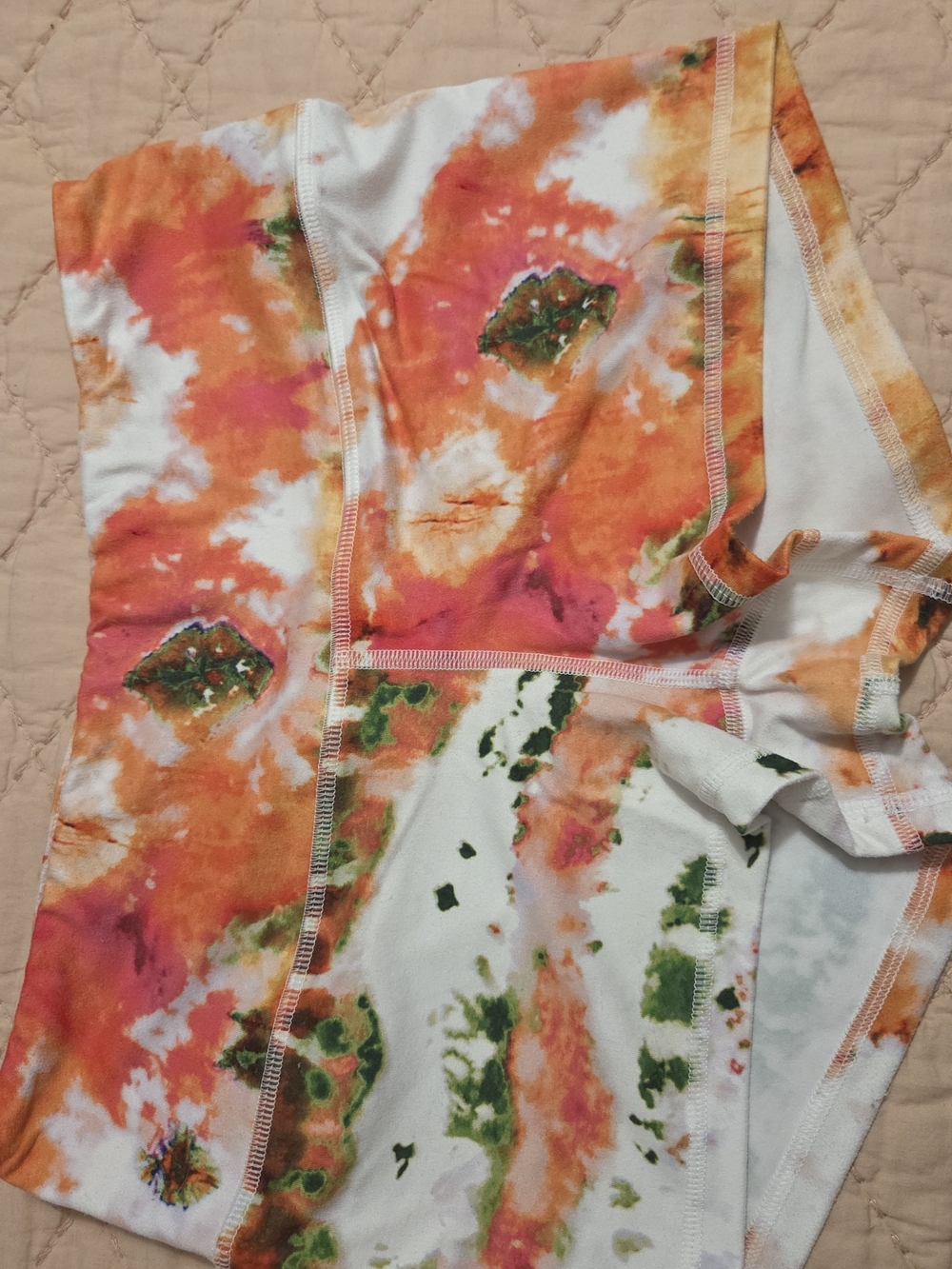 Fleo Women's Athletic Shorts — Orange, Pink, Green Tie-Dye